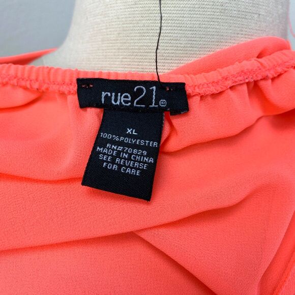 Rue 21 Neon Orange Semi-Sheer Tank Top XL Strapy Bow Whimsy Fairy Boho Layer Y2K - Picture 8 of 8
